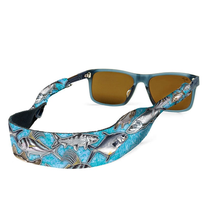 CROAKIES: FISHING PRINT FLATS AQUA XL