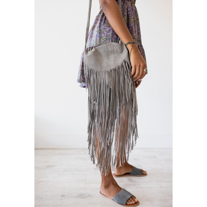 Charcoal Fringe Bag