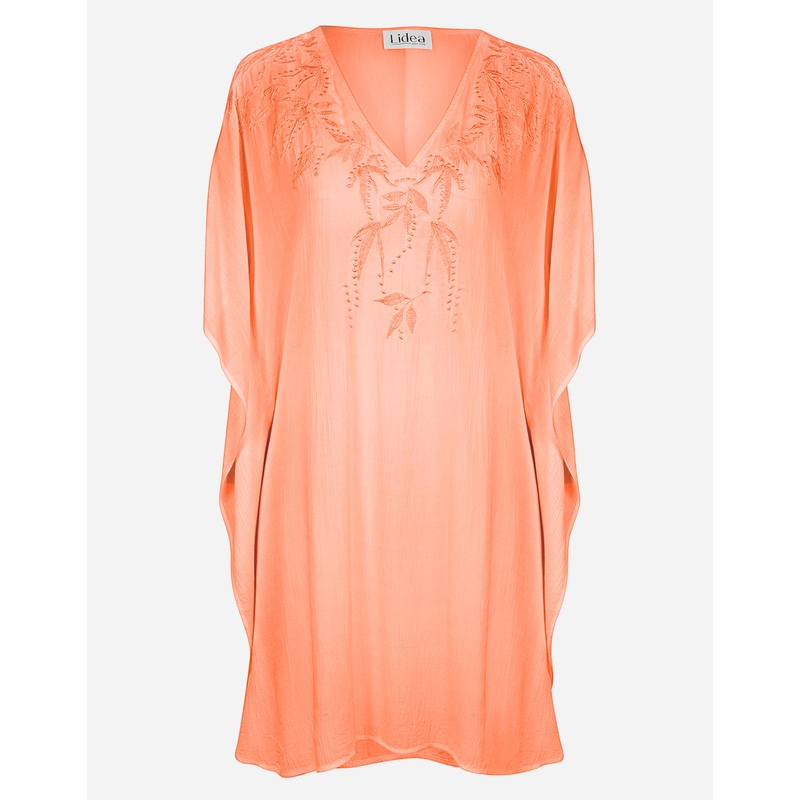 Embroidered Kaftan - Coral