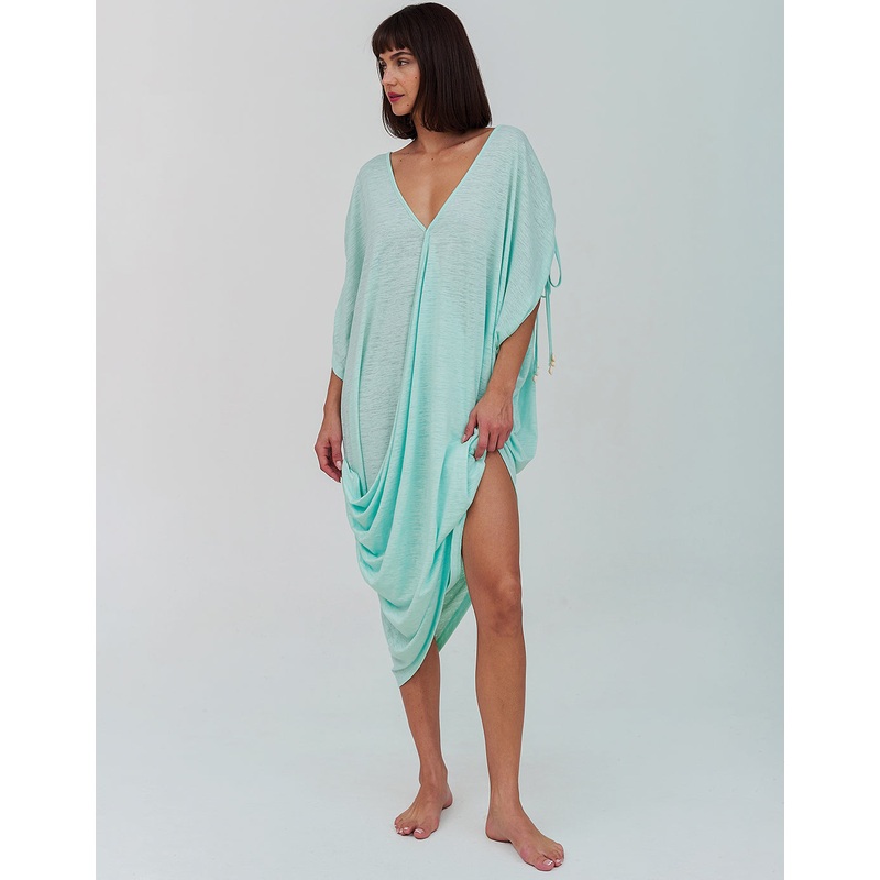 Juno Draped Dress - Aqua