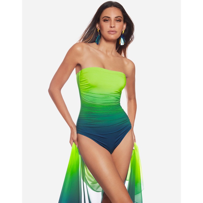Brasil Ruched Bandeau Swimsuit - Lima