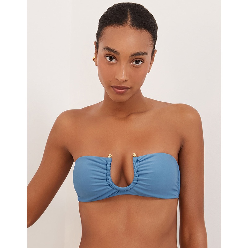 Cave Cora Bandeau Bikini Top - Blue