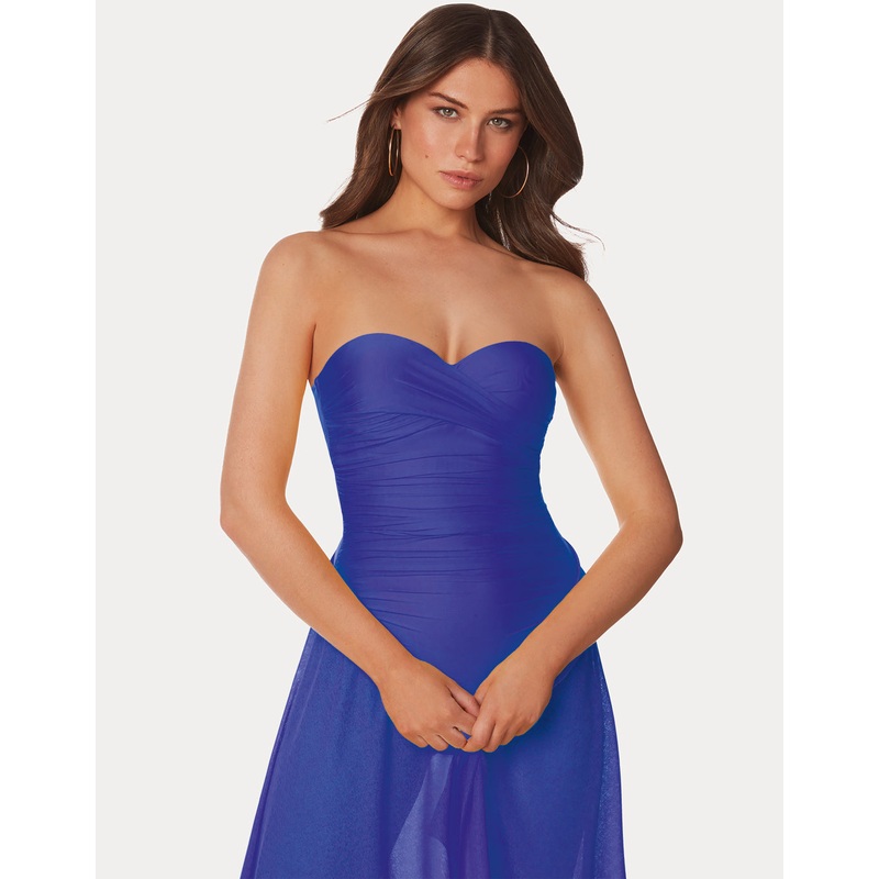 Ceylan Ruched Bandeau Swimsuit - Royal Blue