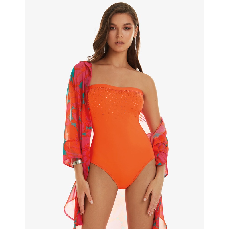 Cristal Bandeau Swimsuit - Orange