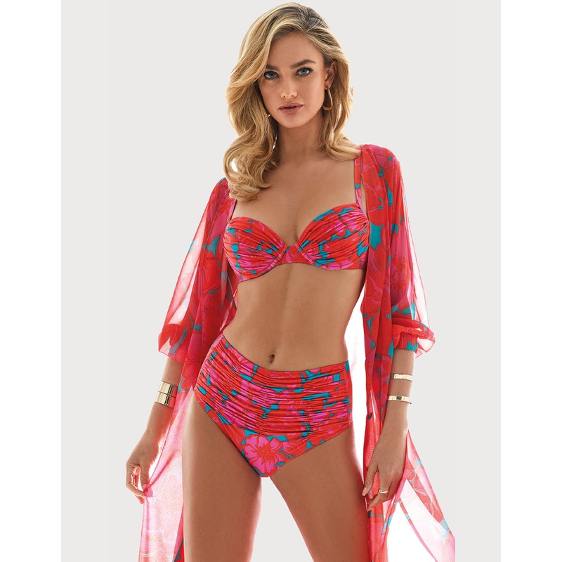 Floreale Ruched Underwired Bikini Set - Pink