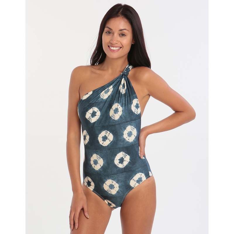 Padang One Shoulder Knot Maillot - Print