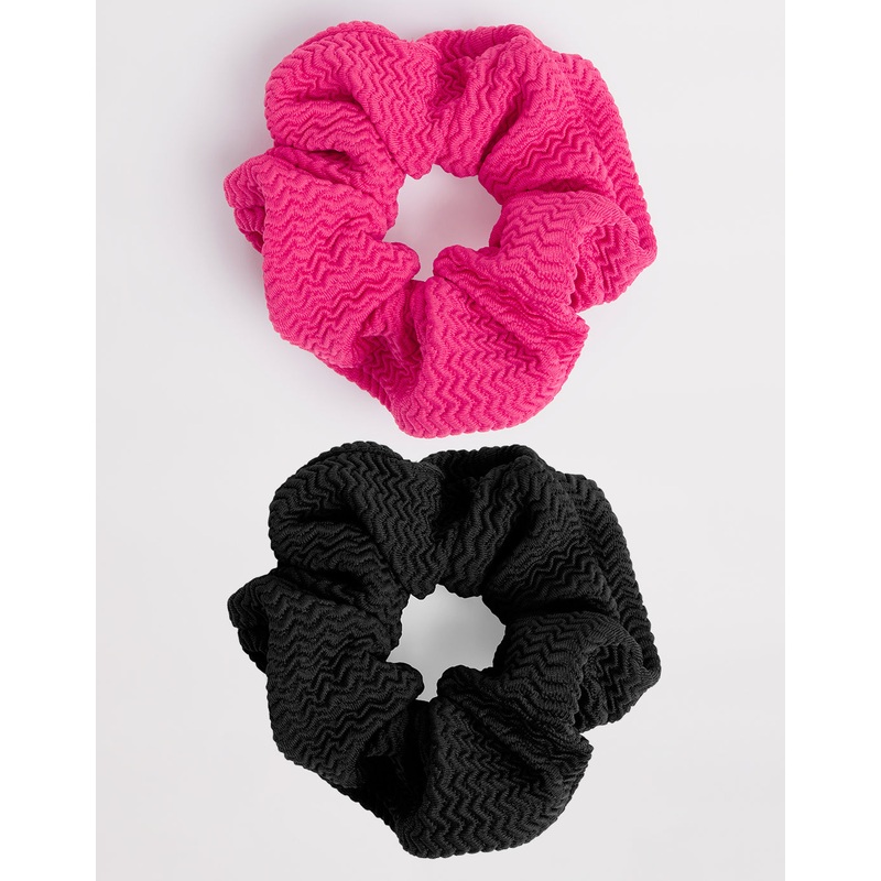 Sea Dive Scrunchy 2 Pack - Fuchsia Rose and Black