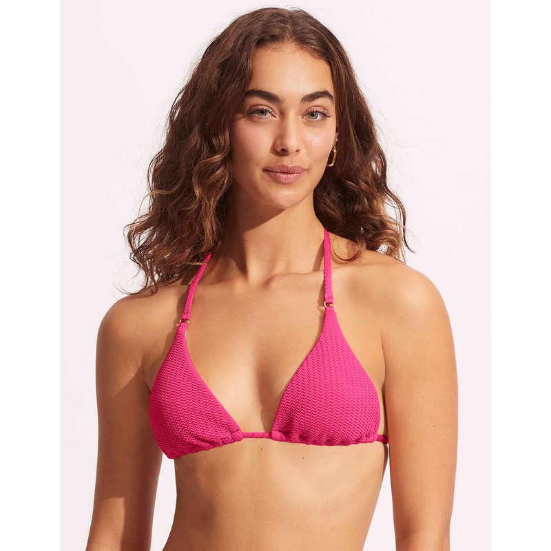 Sea Dive Slide Tri Bikini Top - Fuchsia Rose