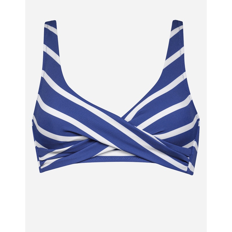 Sea Ride Twist Front Bikini Top - White Indigo