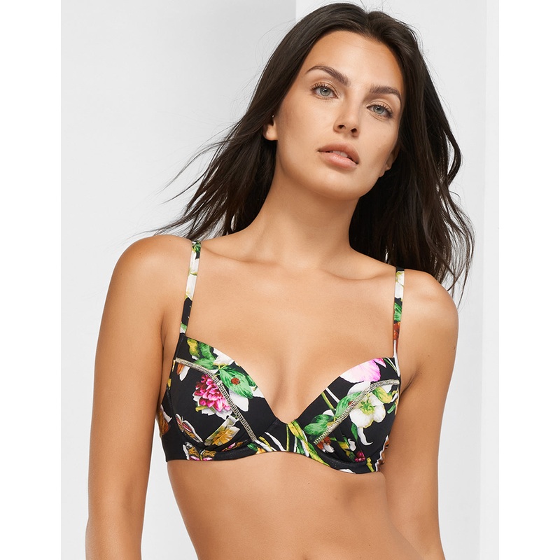 Siciliana Underwired Moulded Bikini Top - Black-Brights