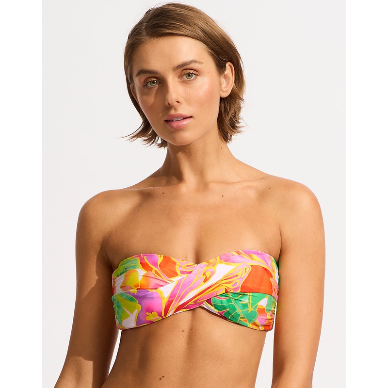 Wonderland Twist Bandeau Bikini Top - Fuchsia Rose
