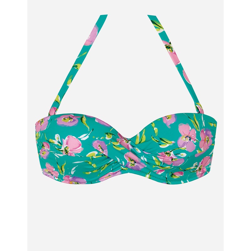 Blume Bandeau Bikini Top - Mint Floral