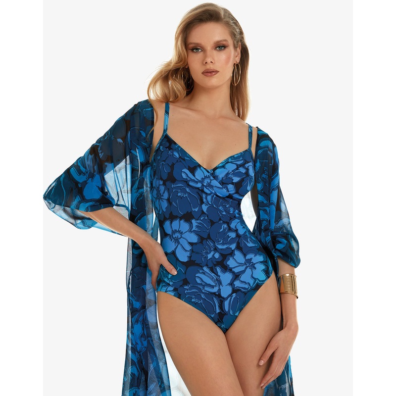Floreale Underwired Wrap Swimsuit - Blue