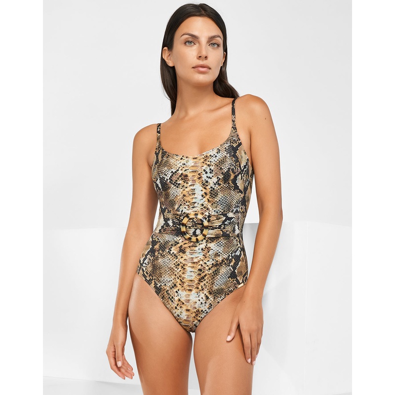 Serpent Underwired Ring Front Swimsuit - Python