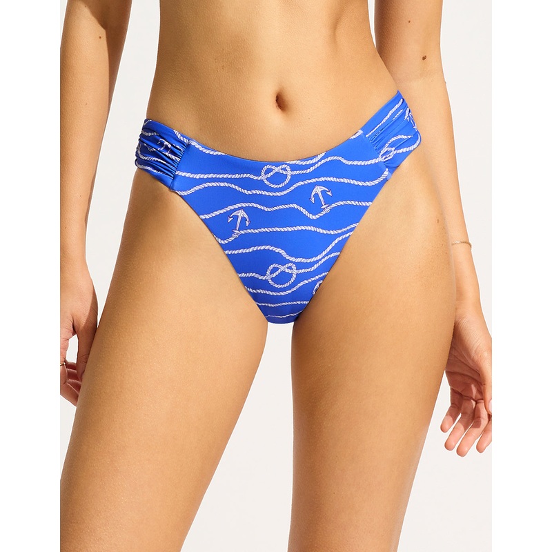 Set Sail High Leg Ruched Side Bikini Pant - Azure