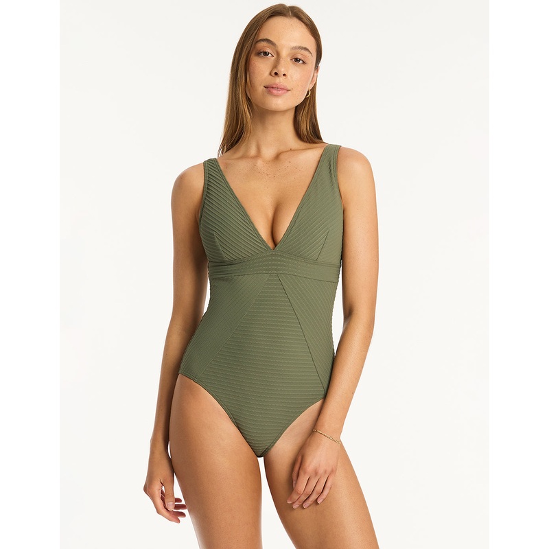 Spinnaker Panel Multi-Fit Swimsuit - Khaki
