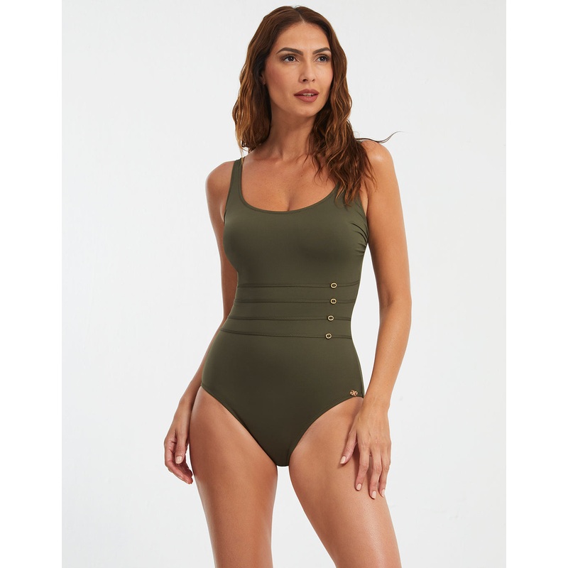Stella Round Neck Swimsuit - Khaki