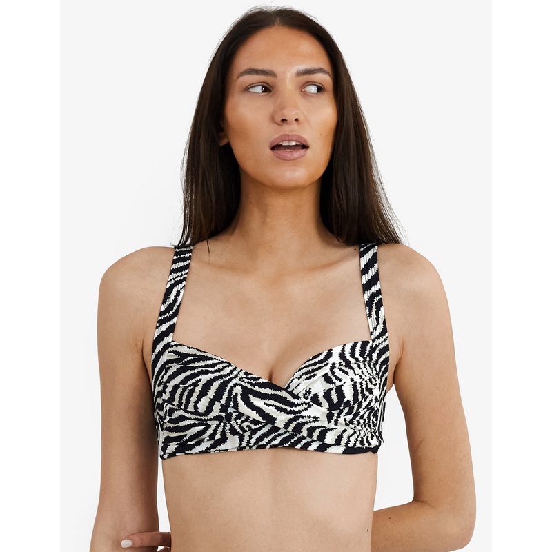 Zebra Medea Bikini Top - Brown and White