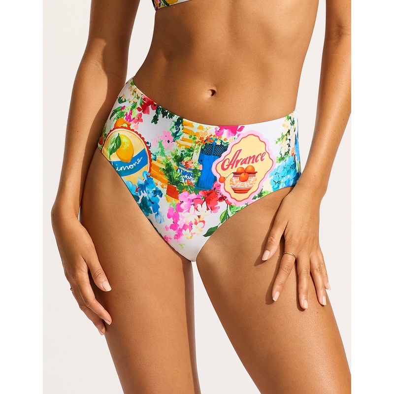 Ciao Bella High Waisted Bikini Pant - White