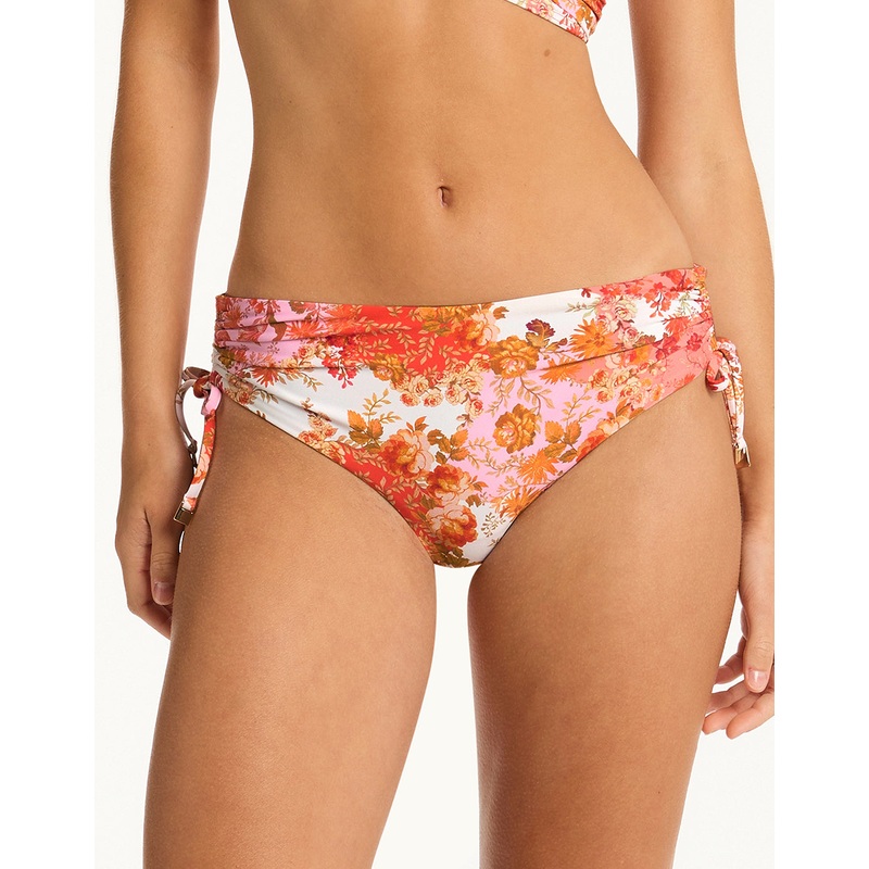 Daisyfield Mid Drawstring Bikini Pant - Coral