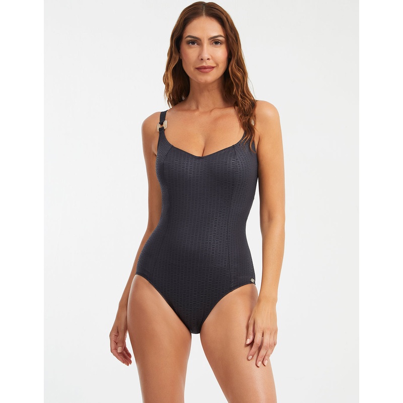 Lara Round Neck Swimsuit - Black