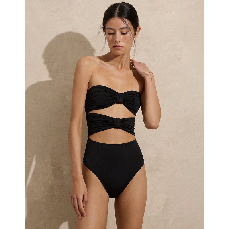 Noir Ruched Holiday One Piece Swimsuit