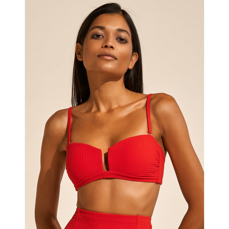 The Bloom Bandeau Bikini Top - Radiant Red