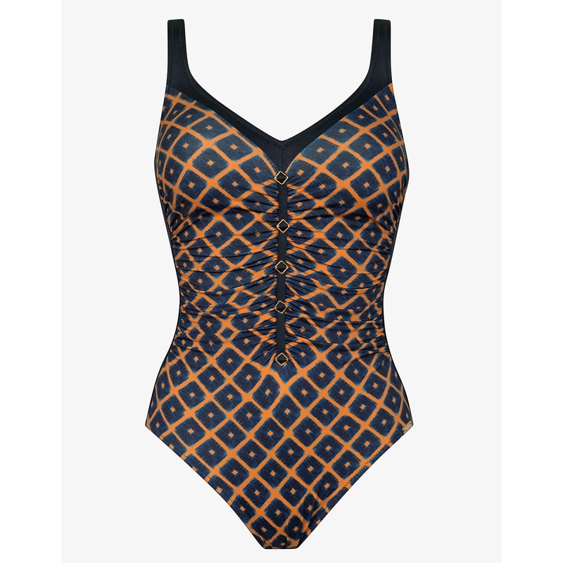 Tobacco Fields Detail Front Swimsuit - Tabac Black