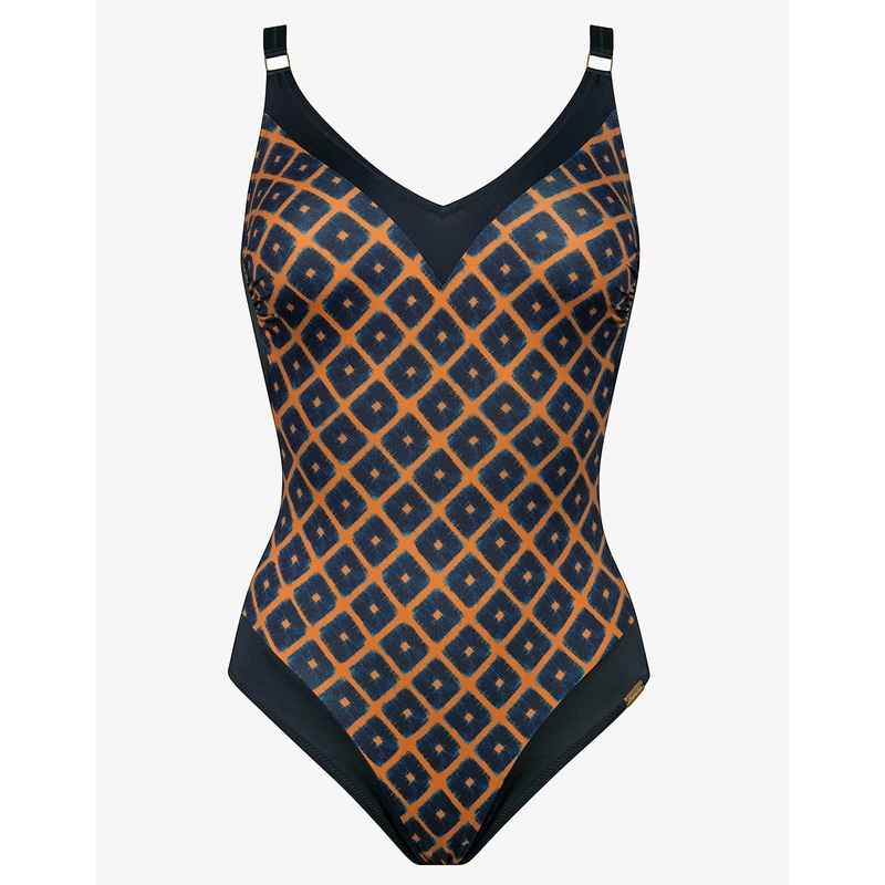 Tobacco Fields V Neck Swimsuit - Tabac Black
