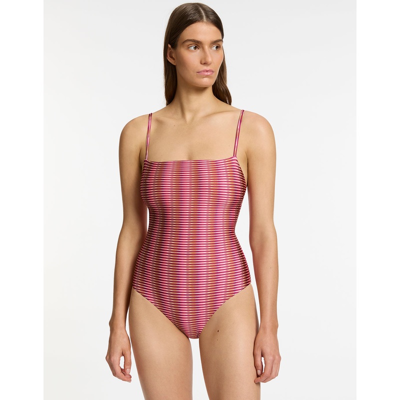Alessia Geo Minimal Tank Swimsuit - Peony