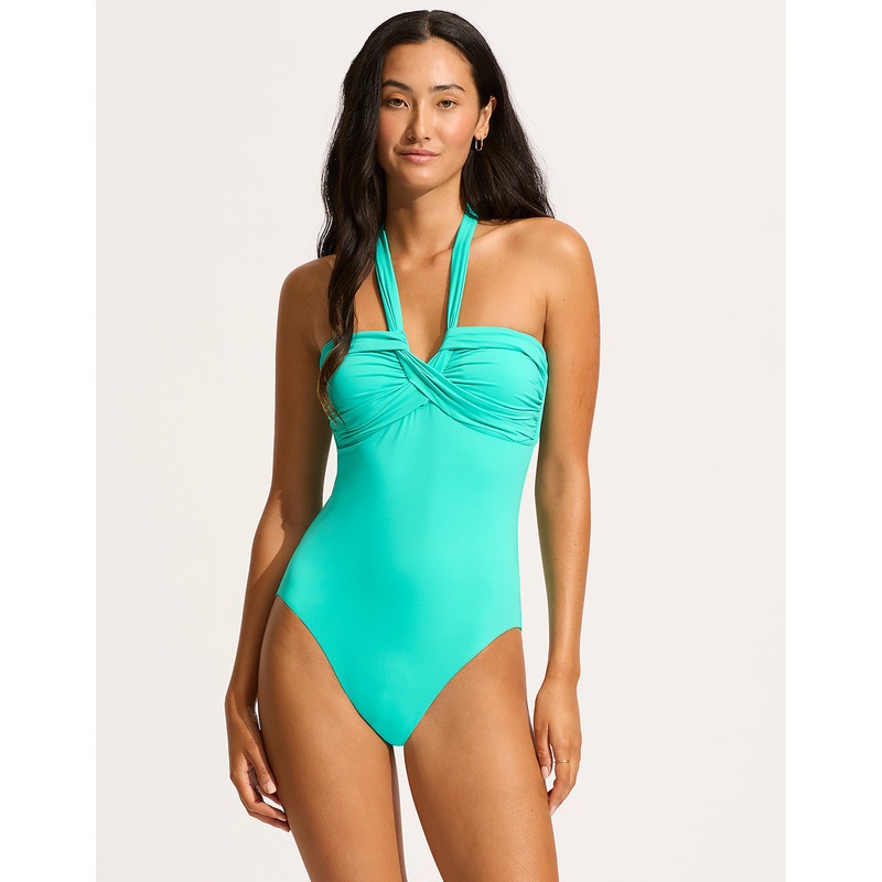 Collective Halter Bandeau Swimsuit - Aquatic Blue