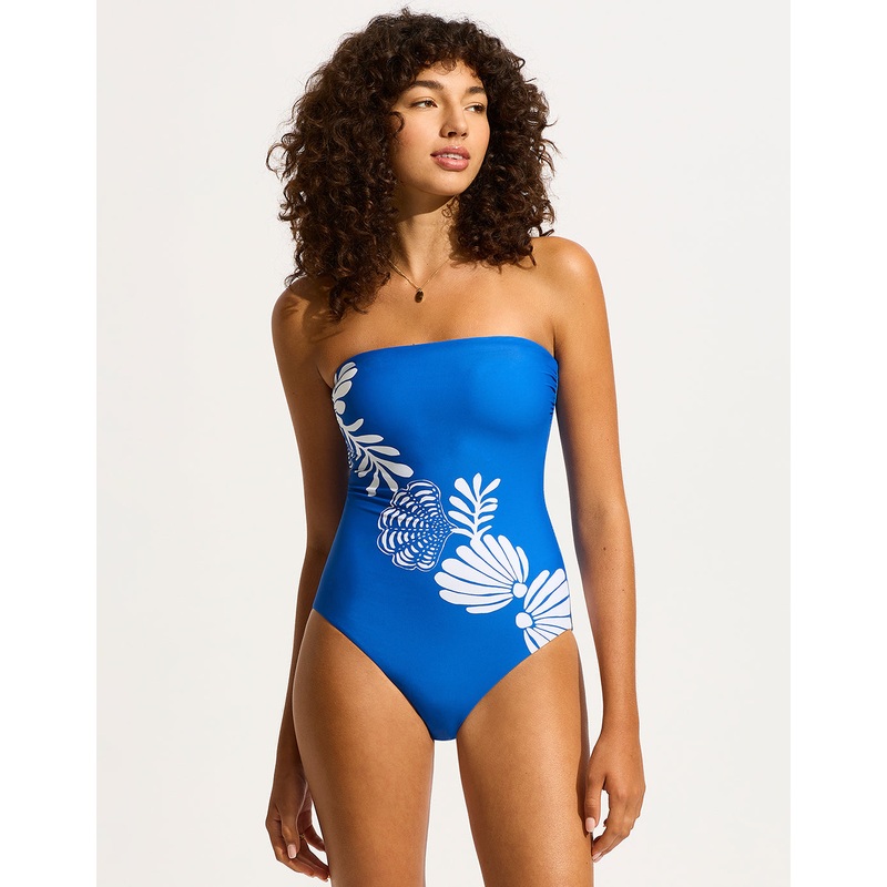 Corfu Bandeau Swimsuit - Azure