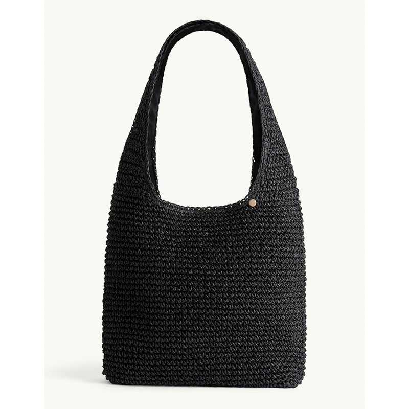 Crochet Slouch Beach Bag - Black