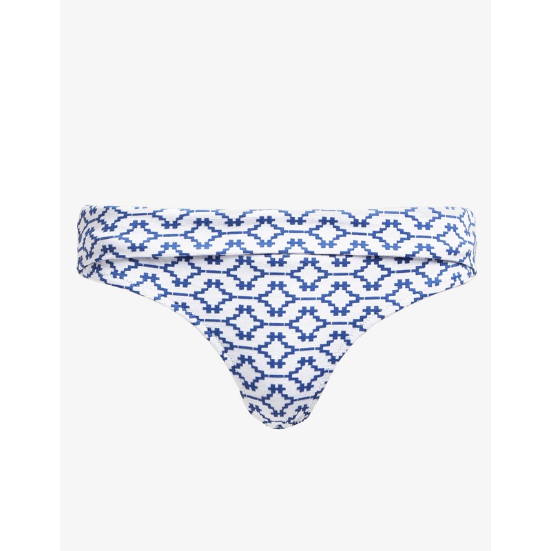 Mykonos Fold Over Bikini Pant - Blue and White
