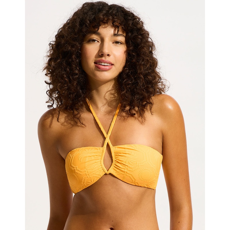 Oasis Diamond Wire Bandeau Bikini Top - Butter