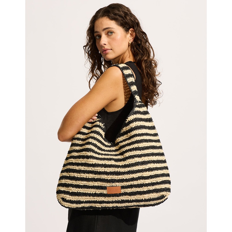 Raffia Stripe Tote Bag