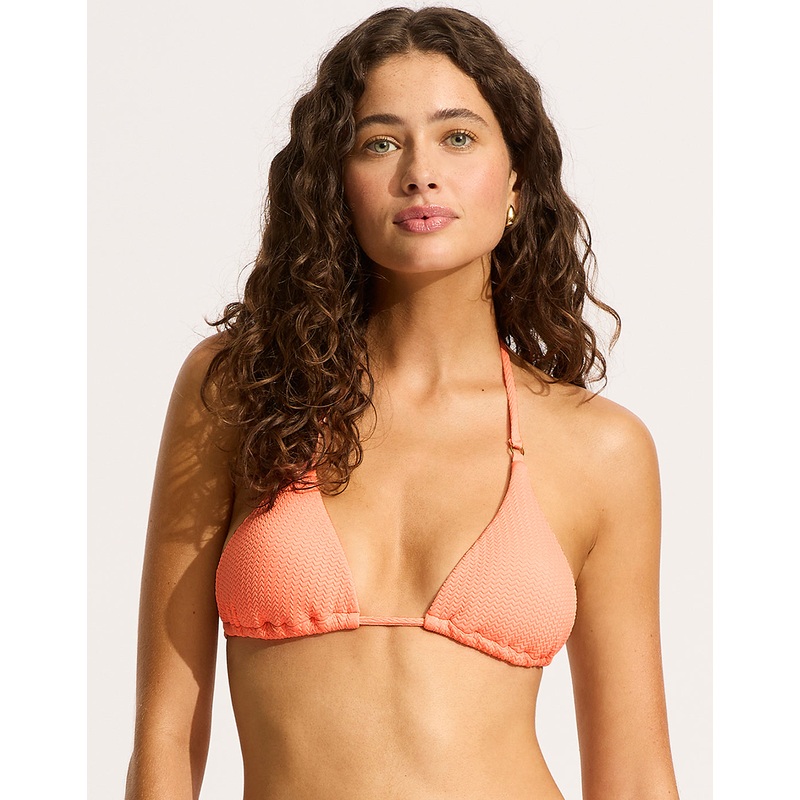 Sea Dive Slide Tri Bikini Top - Peach Pink