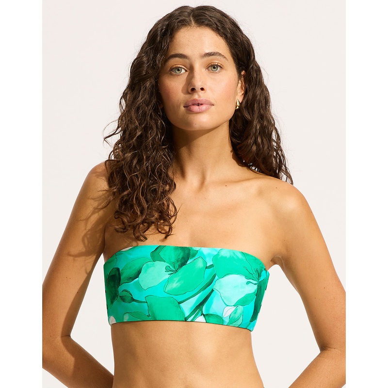 Secret Garden Reversible Tube Bikini Top - Jade