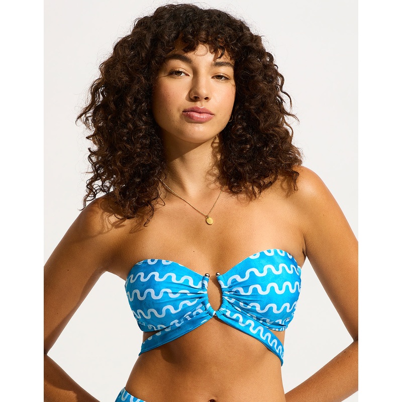 Soundwave U Wire Bandeau Bikini Top - Turquoise