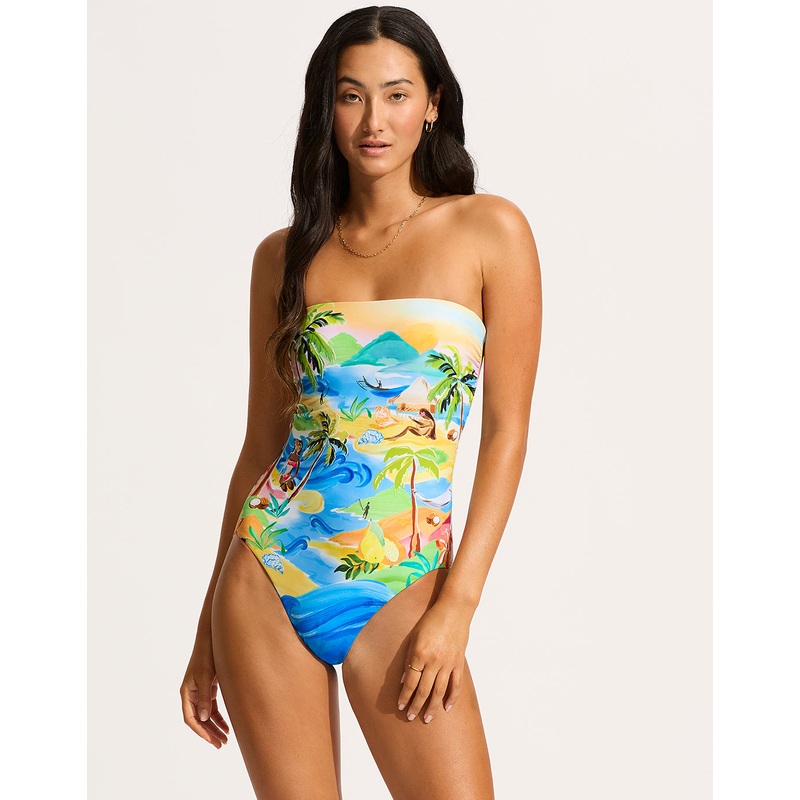 South Pacific Bandeau Swimsuit - Turquoise