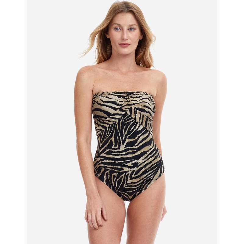Wild Life Bandeau Swimsuit - Brown