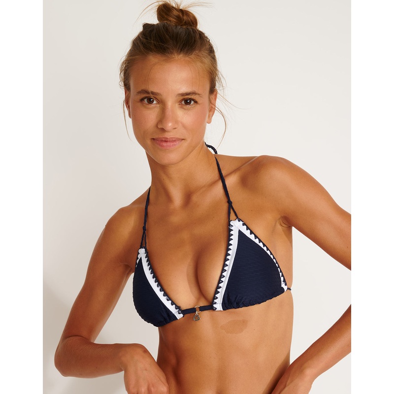 Allchic Bluco Triangle Bikini Top - Navy