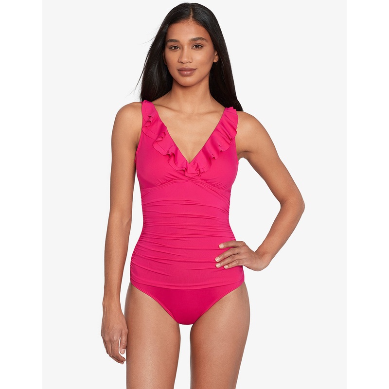 Beach Club Solids Ruffle Swimsuit - Orchid