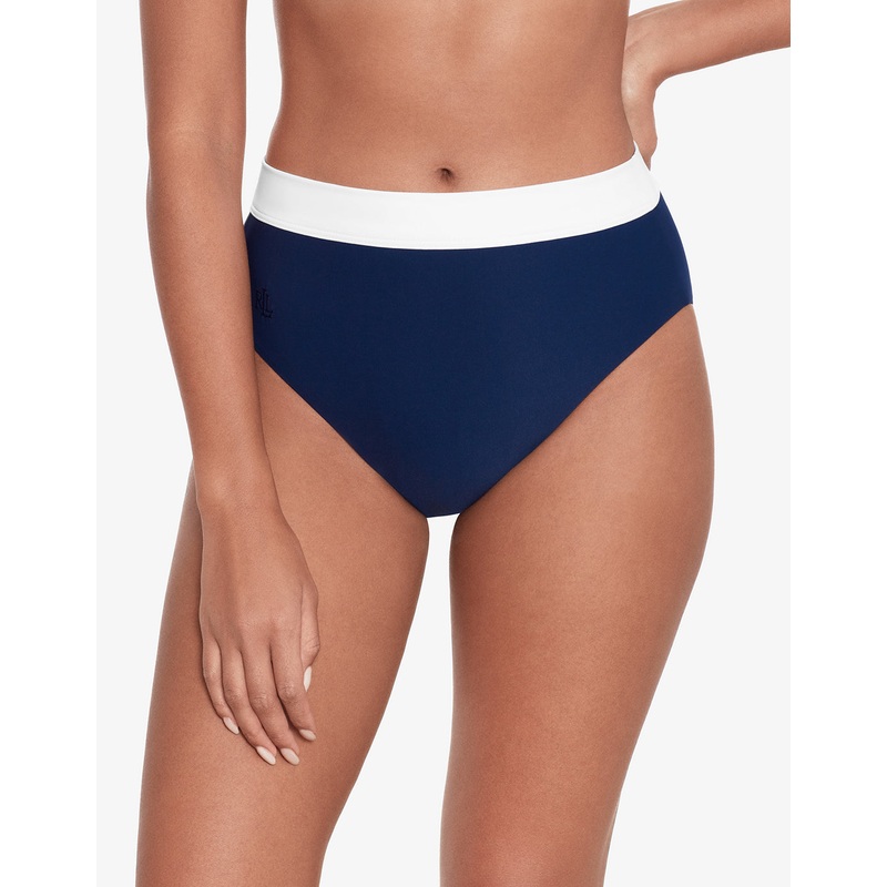 Bel Air High Waist Bikini Pant - Navy and White