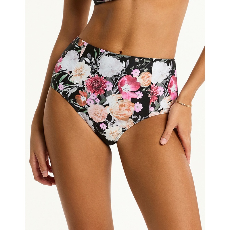 Belle Panelled High Waist Bikini Pant - Black