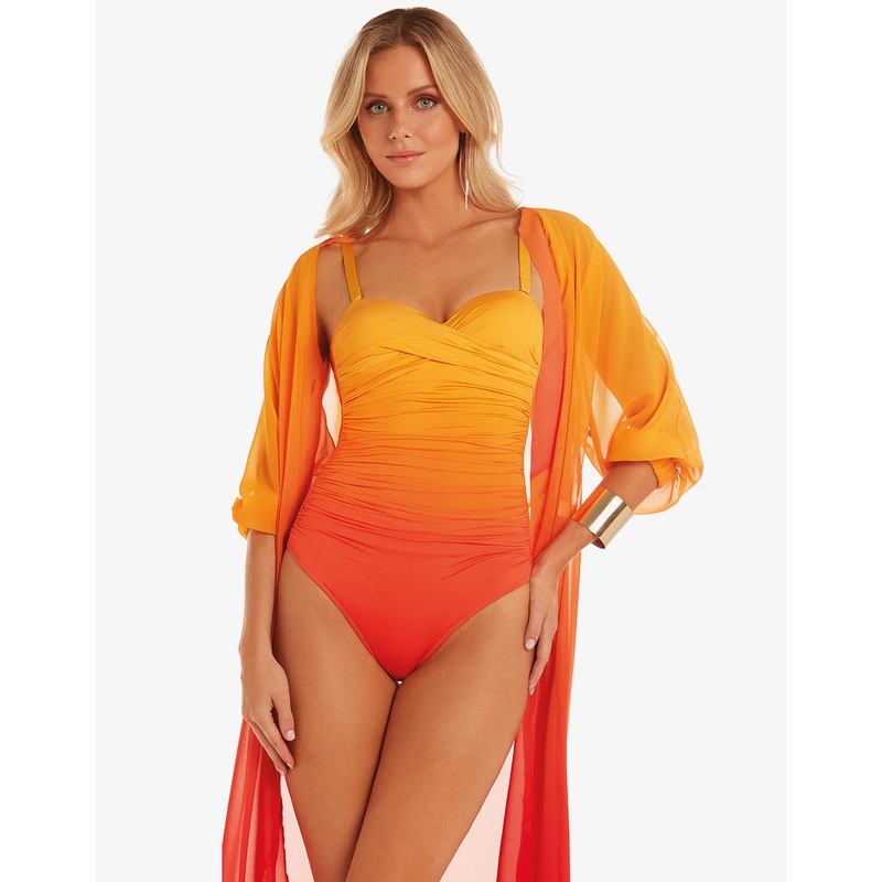Brasil Ruched Twist Bandeau Swimsuit - Oro