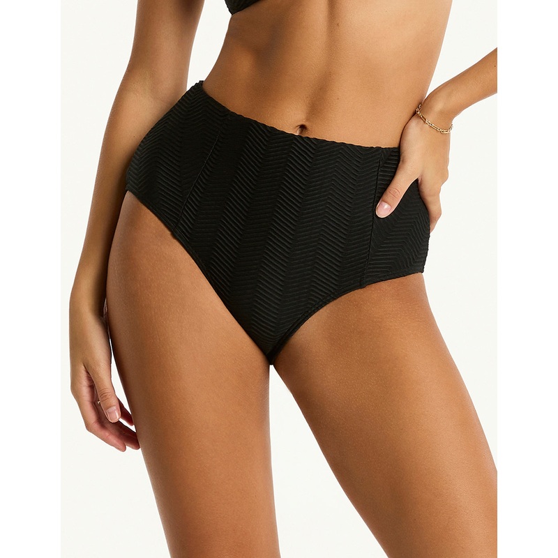 Caracus Panelled High Waist Bikini Pant - Black