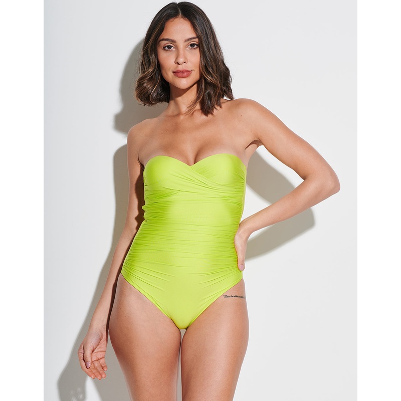 Ceylan Ruched Bandeau Swimsuit - Lima