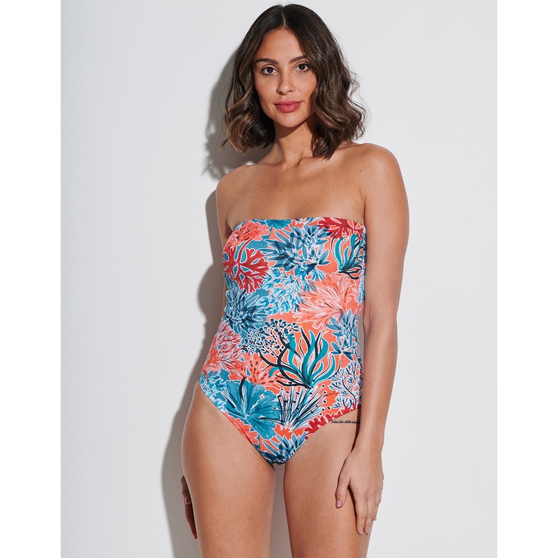 Coral Bandeau Swimsuit