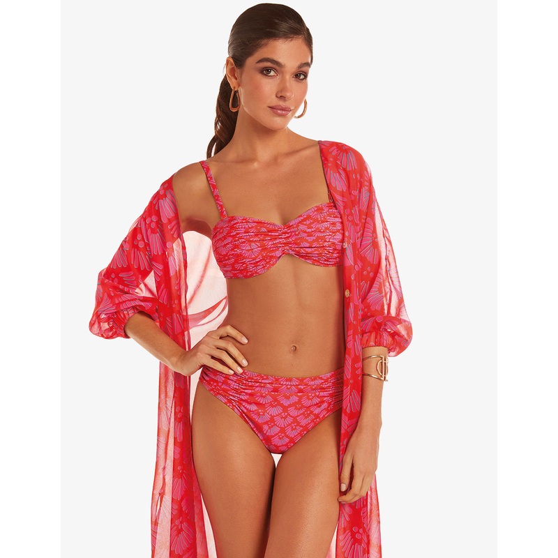 Indian Ruched Bandeau Bikini Set